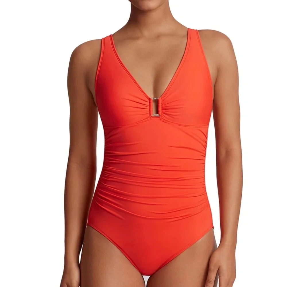 Ralph Lauren Ring Over The Shoulder Tummy Control One Piece Swimsuit - Picture 1 of 6